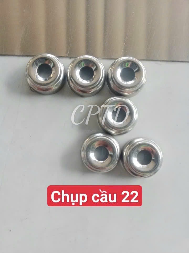 CHỤP CẦU, CHỤP ĐẦU PHI 22 INOX304 ( TRÒN NGOÀI, CHỤP ĐẾ 3 TẦNG)