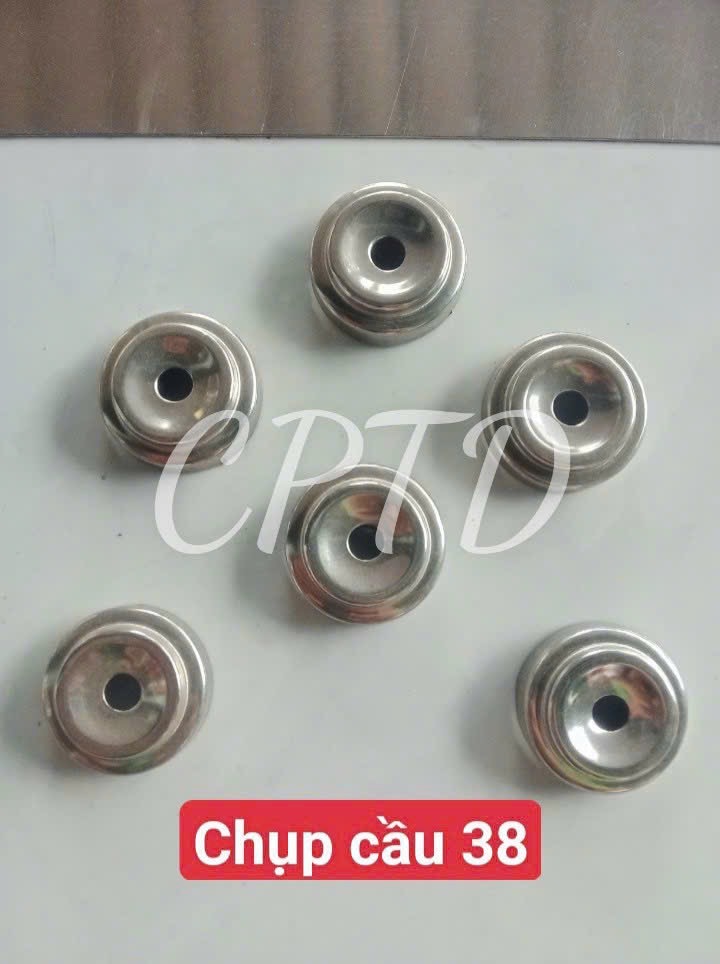 CHỤP CẦU, CHỤP ĐẦU PHI 38 INOX304 ( TRÒN NGOÀI, CHỤP ĐẾ 3 TẦNG)