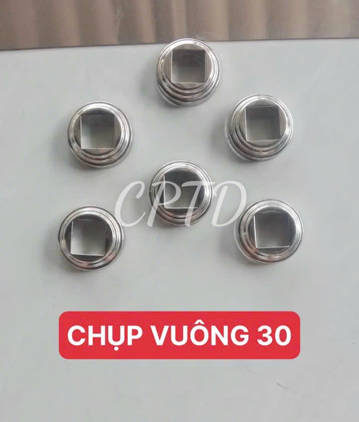 CHỤP VUÔNG 30 INOX304 ( TRÒN NGOÀI, CHỤP ĐẾ 3 TẦNG)