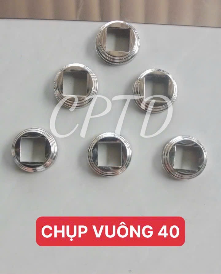 CHỤP VUÔNG 40 INOX304 ( TRÒN NGOÀI, CHỤP ĐẾ 3 TẦNG)