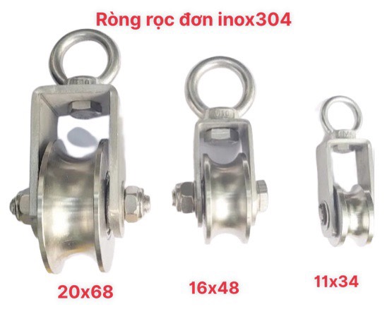 RÒNG RỌC ĐƠN INOX304, CÓ VÒNG BI, 11x34