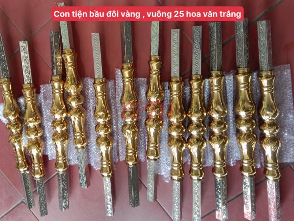 CON TIỆN BẦU ĐÔI VÀNG, VUÔNG 25 HOA VĂN TRẮNG