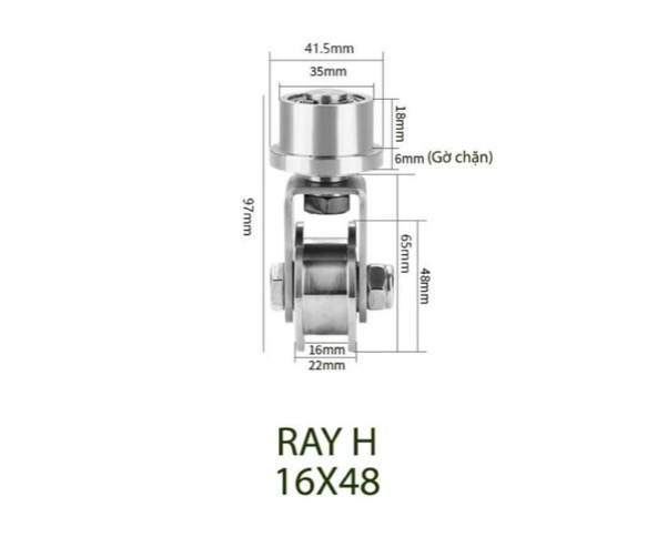 BÁNH XE CỬA CỔNG TRƯỢT XOAY 360 độ RAY H INOX 304