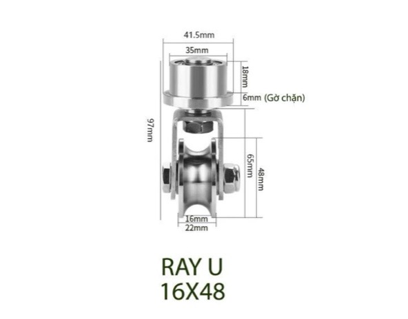 BÁNH XE CỬA CỔNG TRƯỢT XOAY 360 độ RAY U INOX 304