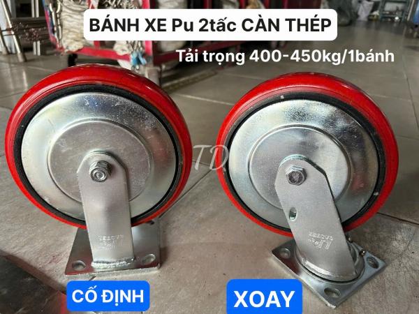 BÁNH XE Pu 2 TẤC CÀN THÉP - CỐ ĐỊNH